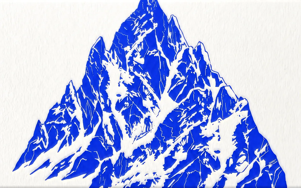 Illustration de montagne bleue, direction artistique Jimmy Feron